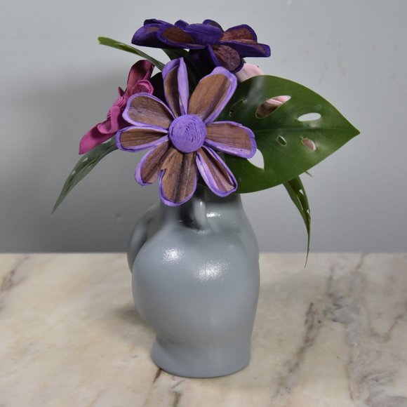 Fun! Mod nude vase w/Sola funky groovy sixties flower power style daisies - Picture 2 of 6